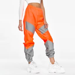 OMSJ Autumn Winter Loose Hight Waist Flash Reflective Patchwork Jogger Pants 2024 Women Neon Streetwear Outfits Cargo Trousers