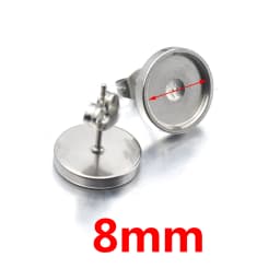 20pcs 6 8 10 12mm Stainless Steel Flat Stud Earring Setting Blank Earring Base Resin Cabochon Tray Diy Jewelry Making Wholesale