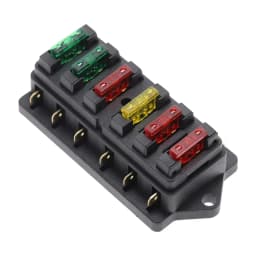 Circuit Standard 6 Way ATO Blade Fuse Box Plastic Cover DC12V 24V Car Fuse Block Holder with 6Pcs 3A-30A Fuses and Clip for Auto