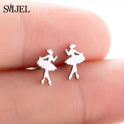 Multiple Black Stainless Steel Stud Earrings for Women Men Simple Volleyball Music Leaf Star Geometric Earings Jewelry Punk Gift