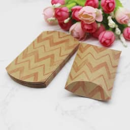 12/50pcs Beautiful Flower Pattern Pillow Shape Paper & Kraft Wedding Candy & Birthday Gift Storage Box Size 20X55X80mm