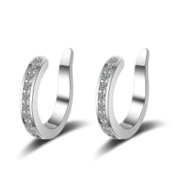 925 Silver Simple Zircon Crystal Clip on Ear Cuff Earring Women Small Mini Ear Clip Cuffs Without Piercing Hole Fake Earrings