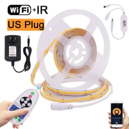 12V Wifi LED COB Strip Light Dimmable Power Kit US EU UK Remote Control 320LED 528LED 384LED Linear Lighting Flexible Led Tape