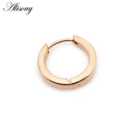 Alisouy 2pcs Small Hoop Earrings Women Men Circle Round Clip Earrings High Polish Stainless Steel Ear Piercing Bijoux Jewelry
