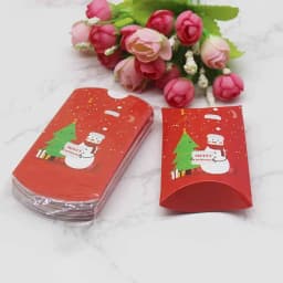 12/50pcs Beautiful Flower Pattern Pillow Shape Paper & Kraft Wedding Candy & Birthday Gift Storage Box Size 20X55X80mm