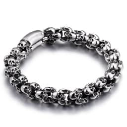 Punk Skull Bracelets Men Stainless Steel Shiny Matte Skull Charm Link Chain Brecelets Male Gothic Jewelry 2021
