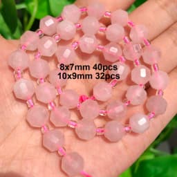Natural Rose Quartz Beads Matte Pink Crystal Heart Faceted Round Loose Stone Beads for Jewelry Making DIY Handmade Bracelet