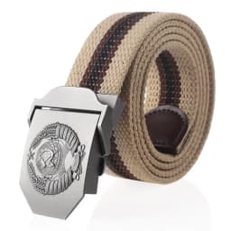 SupSindy New Canvas Belt 3D Soviet National Emblem Metal Buckle Jeans Belts for Men CCCP Army Military Tactical Belts Male Strap
