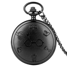Retro Bronze Harajuku Clock Lightning Glasses Quartz Pocket Watch Necklace Flash Glasses Graphic Pendant Chain Art Antique Gifts