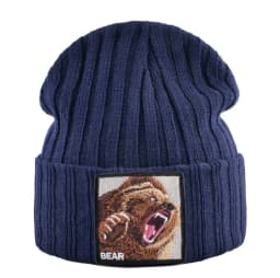 Embroidery Bear Knitted Beanies Hat Men Solid Color Autumn Winter Knitting Boy Skullies Caps Women Streetwear Kpop Gorras Bonnet