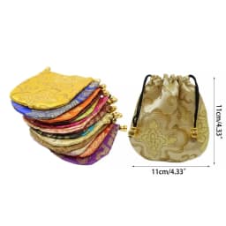 24pc Silk Brocade Jewelry Storage Bag Pouch Bag Small Satin Coin Purse Chinese Brocade Embroidered Drawstring Gift Bag for Ring