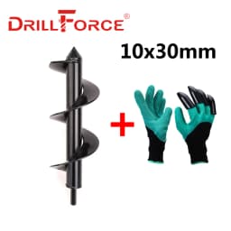 8/9/10cm Garden Auger Spiral Earth Drill Bit Flower Planter Hex Shaft Planting Hole Digger Tool 25/30/35/40/45/50/60cm Long