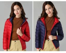 SEDUTMO Winter Double Sided Duck Down Coat Women Casual Short Hooded Puffer Jacket Autumn Thin Parkas ED1339