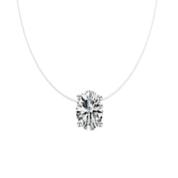 Luxury Bling AAA Oval Zircon Necklace Invisible Transparent Fishing Line Choker Women Necklaces Ellipse Pendant Collier Femme