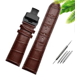 23mm 24mm 26mm 28mm big width-black brownButterfly clasp Mens Alligator Genuine Leather Watch-Strap Band bracelets free shipping