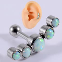 1PC Surgical Steel Five Opal Ear Tragus Cartilage Stud Helix Piercing Earrings Crystal Ear Lobe Piercing Barbell Jewelry