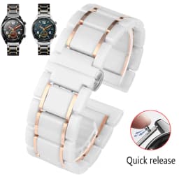 20mm 22mm luxury ceramic and stainless steel black gold strap for Samsung s2 3 4 Huawei GT watch strap bracelet wristband belt