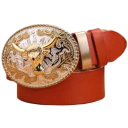 gold eagle big buckle full grain real leather 100% genuine leather hawk mens belts luxury high quality camel brown cowboys women