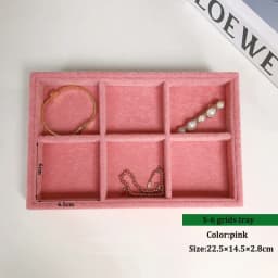 Pink Velvet B/M/S Necklace Earrings Storage Box Showcase Jewellery Stand Holder Ring Jewelry Display Organizer Case Tray Holder