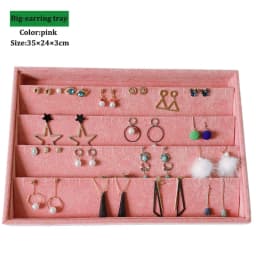 Pink Velvet B/M/S Necklace Earrings Storage Box Showcase Jewellery Stand Holder Ring Jewelry Display Organizer Case Tray Holder