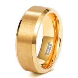 Tigrade Gold Plated Wedding Ring for Women 2/4/6/8mm Wide Brushed Tungsten Men's Ring Luxury Anniversary Jewelry for Couple Gift