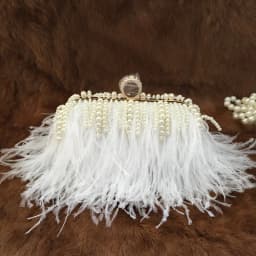 Luxury Real Ostrich Feathers Handbag Pearl Tassel Evening Bags Women's Pouch Purse Pink Green Diamond Clutch Party Messenger Bag