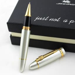 Jinhao 159 Luxury Yellow and Silver Clip Ballpoint Pen with Velvet Bag Free Shipping Rollerball Pens