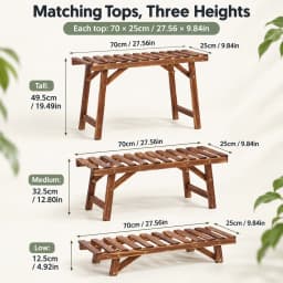 3 Pack Wooden Plant Stands Pine Wood Plant Shelf Set 70cm Wide Freestanding Flower Pot Display for Living Room Balcony