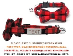 Personalized Cat Collar Name ID Bowknot Safety Breakaway Bow Tie Buckle Plaid Chihuahua Necklace Elastic Adjustable Dog Collar
