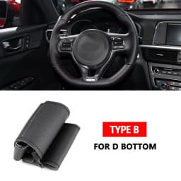 For Kia Sportage 4 KX5 2016-2019 K5 Optima 2016 2017 2018 Hand Braids on Car Steering Wheel Cover Perforated Microfiber Leather