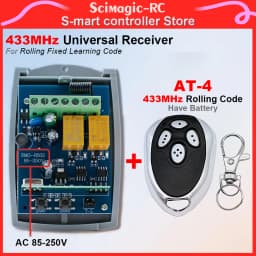 433MHz Universal Garage Door Receiver and ALUTECH AT-4 Rolling Code Remote Control Matching 2CH AC DC 7-32V 220V Rf Relay Switch