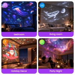 2-IN-1 USB Galaxy Projection Light with 13 Scenes, 7 Colors Stepless Dimming Night Light for Car Interior, Home, Bedroom, Romantic Galaxy Atmosphere Light