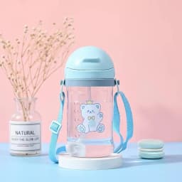 350ml Baby Bottles Drinking Cup Feeding Bottle with Straw Gravity Ball Wide-Caliber Kids Drinking Milk Water Dual-Use Bottle