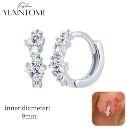925 Sterling Silver Ear Needle Hoop Earrings Crystal Circle Small Huggie Earrings for Women Simple Females Girls Jewelry