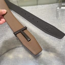 Double-Sided Leather Belt with Letter Buckle T-Shaped Men's Fashionable Genuine Leather Belt Stylish Men's Belt Workwear