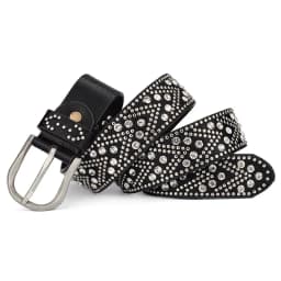 Rivet Vintage Luxury Designer Punk Set Auger Belts Women High Quality Female Genuine Real Leather Waist Handmade Strap for Jeans
