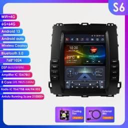 9.7"7862 Android 13 Auto Car radio For Toyota Land Cruiser Prado 120 for Lexus GX470 Multimedia player GPS Stereo 2din BT Screen