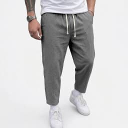Mens Summer Solid Linen Cotton Blend Trousers Breathable Lightweight Casual Pants Loose Baggy Fit Beach and Sport Pants for Men