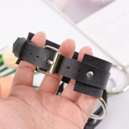 Ankle Belt Black O-Ring Ankle Punk Leather Feather Anklet Men's Women Alloy Pendant Accessories YK2 Ankle Belt