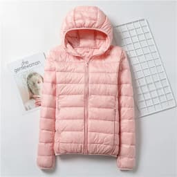 Fashionable Lightweight down Cotton Jacket Women's Short Stand Collar Hooded Slim Fit Autumn Winter plus Size Outerwear