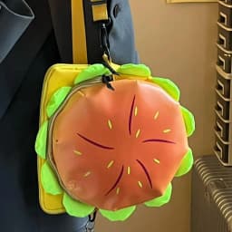 Cartoon Hamburger Crossbody Bag Cheeseburger Backpack PU Large Capacity Schoolbag Messenger Bag ?For Travel Outdoor Girls Gift