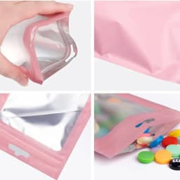 50pcs Colorful Foil Zip Lock Bags With Transparent Window Reusable Hanging Bags For Jewelry Display And Packaging