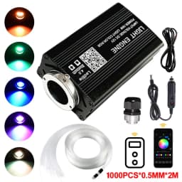16W RGBW Fiber Optic Star Ceiling Light Kit with APP & Remote Control, Music Sync Mode for Car Roof Home Theater Decoration, 500-1200pcs 0.25-0.75mm Fiber Cable, US Warehouse