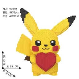 Pokemon Pikachu Building Blocks 45cm Light Up Heart Shape Bricks Toy Gift for Adults Kids Stress Relief