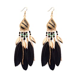 Round Retro Women's Dream Catcher Handmade Long Tassel Feather Earrings Female Leaves Pendant Earring Kolczyki Boho Jewelry