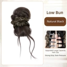 Low Updo Messy Bun Synthetic Hair Bun Leopard Print Wig Hair Extensions Claw Clip Wig Synthetic Hair Extensions Clip Women
