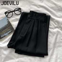 JOEVILU Women's High Waist Straight Ankle Pants Summer Minimalist Office Pants Fluid Silky Tapered Trouser Multi Options Clothes