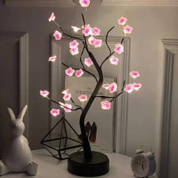Table Pink Flower Night Light USB Battery Touch Switch Artificial Bonsai Cherry Blossom Desktop Tree LED Lamp Light Decoration