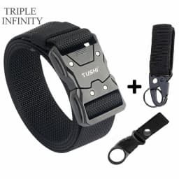 Quick Release Pluggable Metal Buckle Canvas Tactical Belt For Drilled Tough Nylon Belt For Men Durable Webbing Belts Training