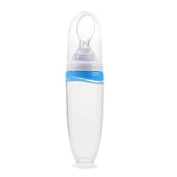 120 ML/4 oz Infant Baby Liquid Silicone Food Squeeze Feeder | Fruit Puree & Rice Paste Dispenser | Detachable Spoon
